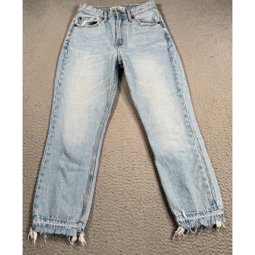 Abercrombie & Fitch Jeans Women's 0 Blue Mom Skinny Ankle Curvy Raw Hem